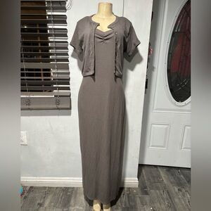 Wild Fable Taupe Maxi Dress with Cardigan